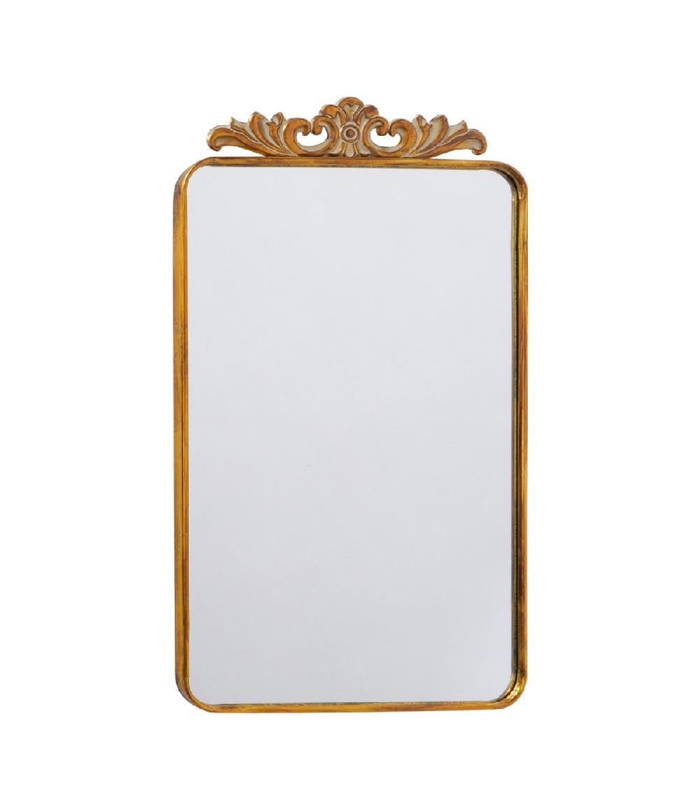 wadiga Miroir classique rectangulaire en métal or antique 60x105x3cm