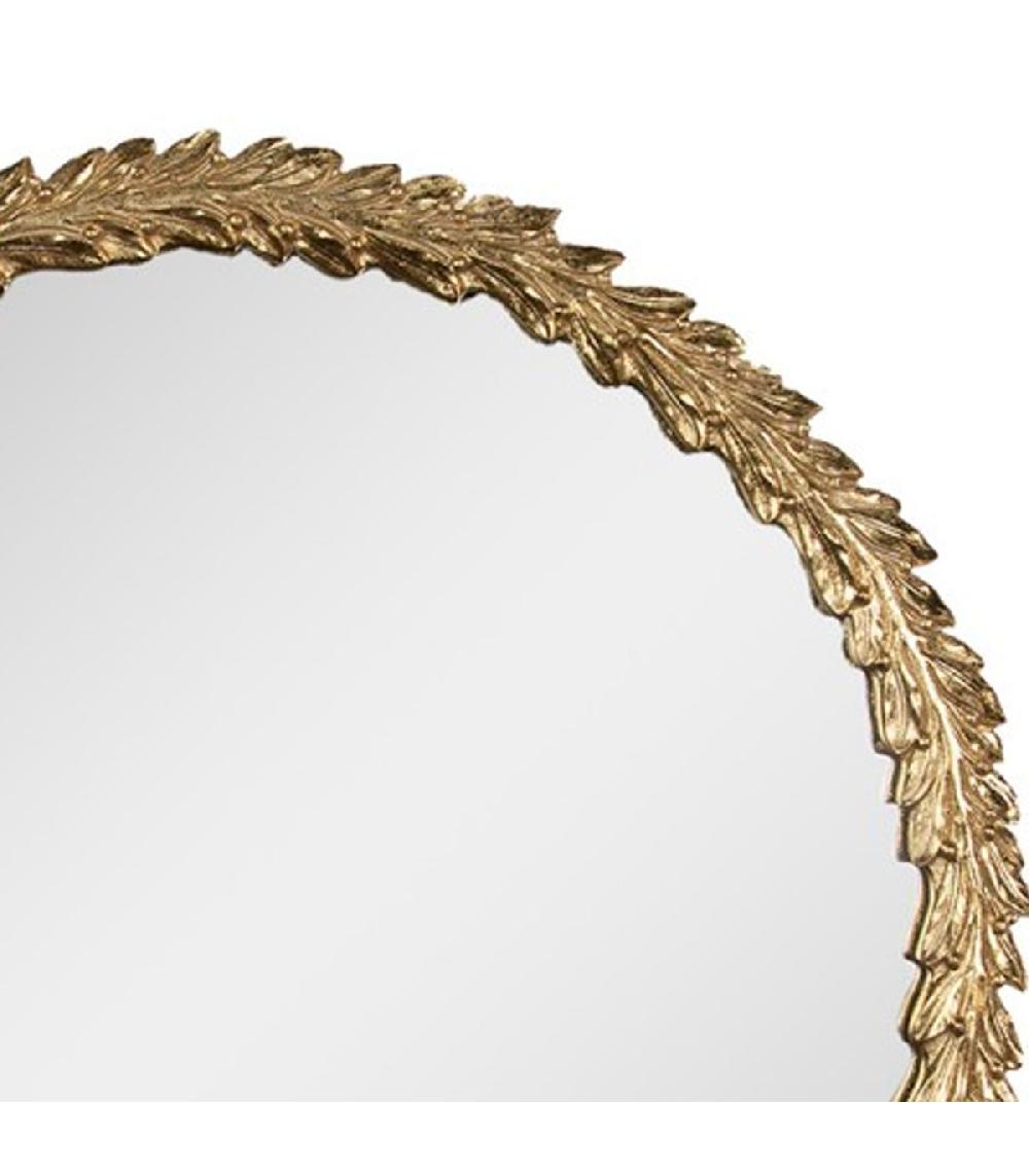 Wadiga Miroir Classique Rond Doré Laurier En Résine 43x43x2cm
