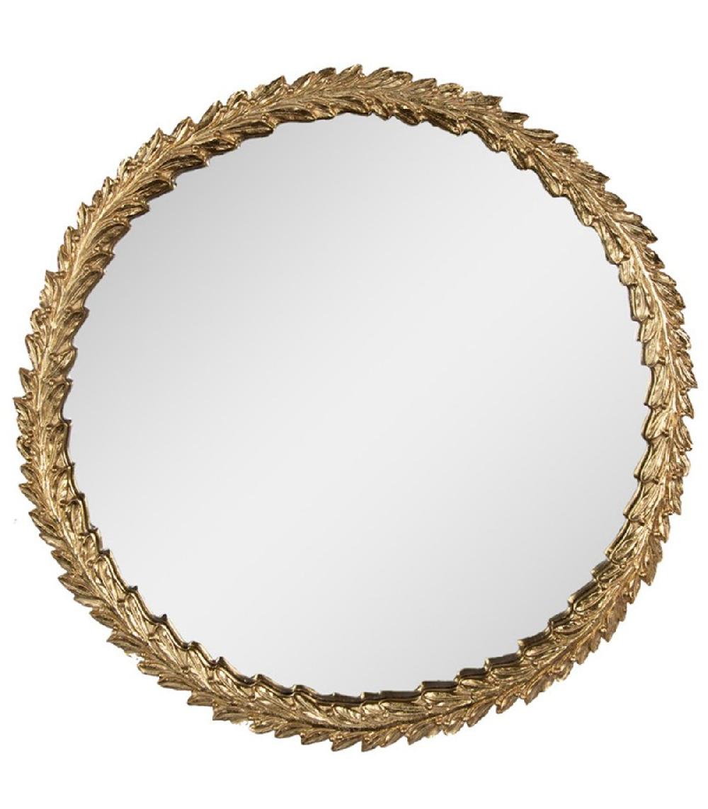 wadiga Miroir classique rond doré laurier en résine 43x43x2cm