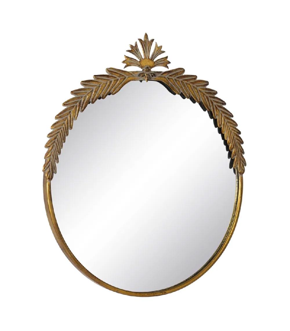 Wadiga Miroir Classique Rond En Métal Doré Laurier 63x3.5x70cm