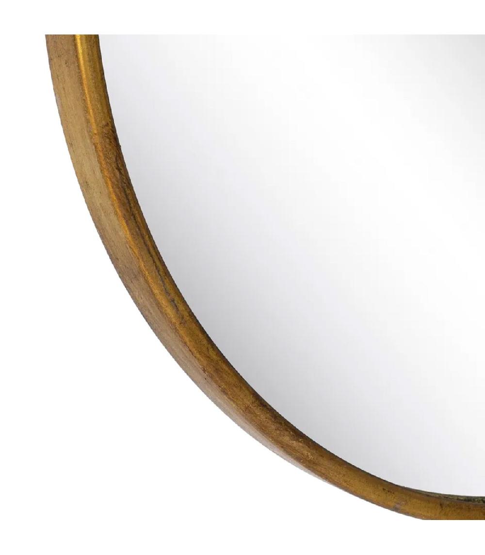 Wadiga Miroir Classique Rond En Métal Doré Laurier 63x3.5x70cm
