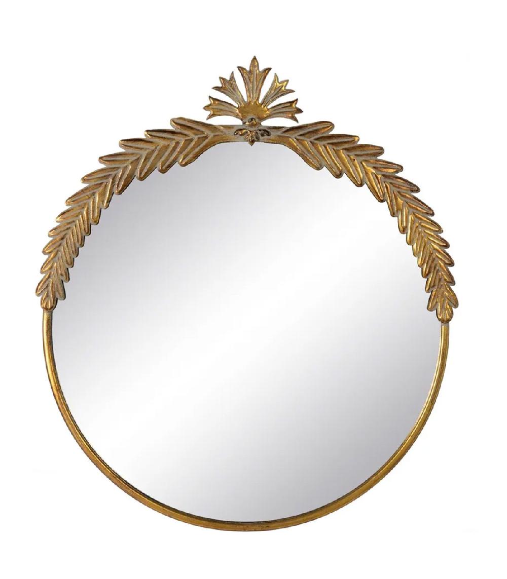 wadiga Miroir classique rond en métal doré laurier 63x3.5x70cm