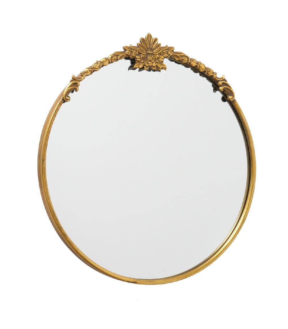 wadiga Miroir classique rond en métal or antique d60cm
