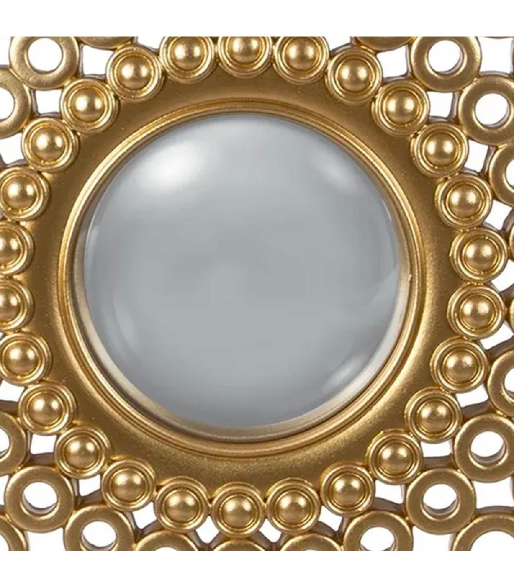 Wadiga Miroir Convexe Mural Doré Résine 22.8x22.8x1.5cm