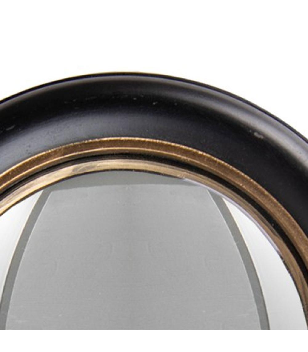 Wadiga Miroir Convexe Mural En Bois Noir Et Doré 23x23x2cm