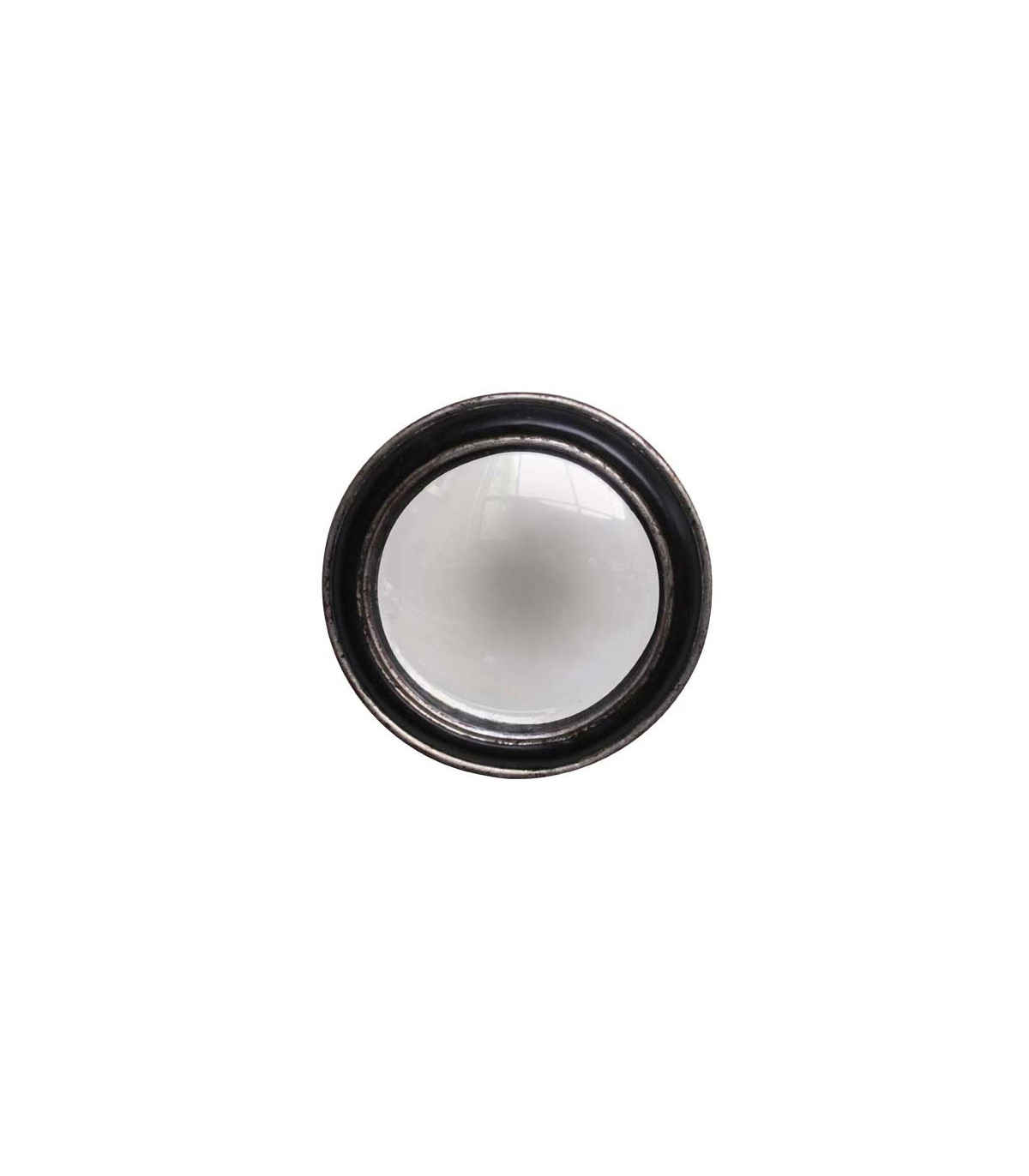 wadiga Miroir Convexe Mural Rond Patiné Argent - Diamètre 19cm