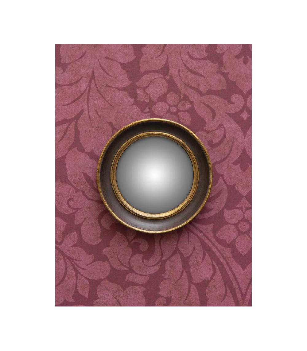 Wadiga Miroir Convexe Mural Rond Résine Marron Et Doré - Diamètre 17.5cm