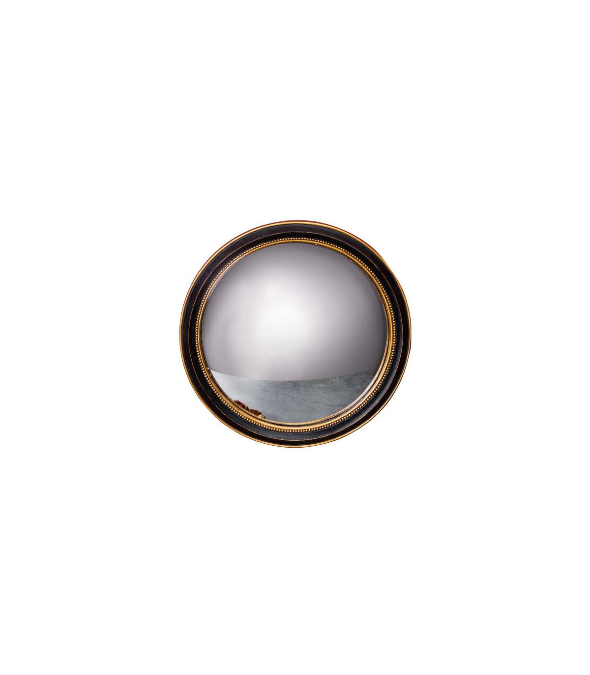 wadiga Miroir Convexe Mural Rond Résine Noir et Doré - Diamètre 27cm