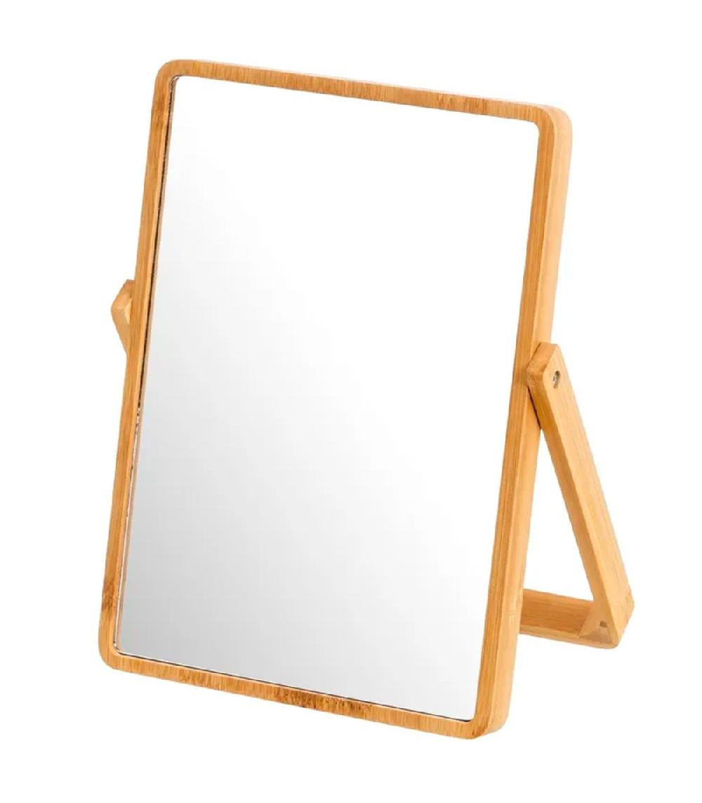 wadiga Miroir de maquillage à poser en bambou 20x2x27cm