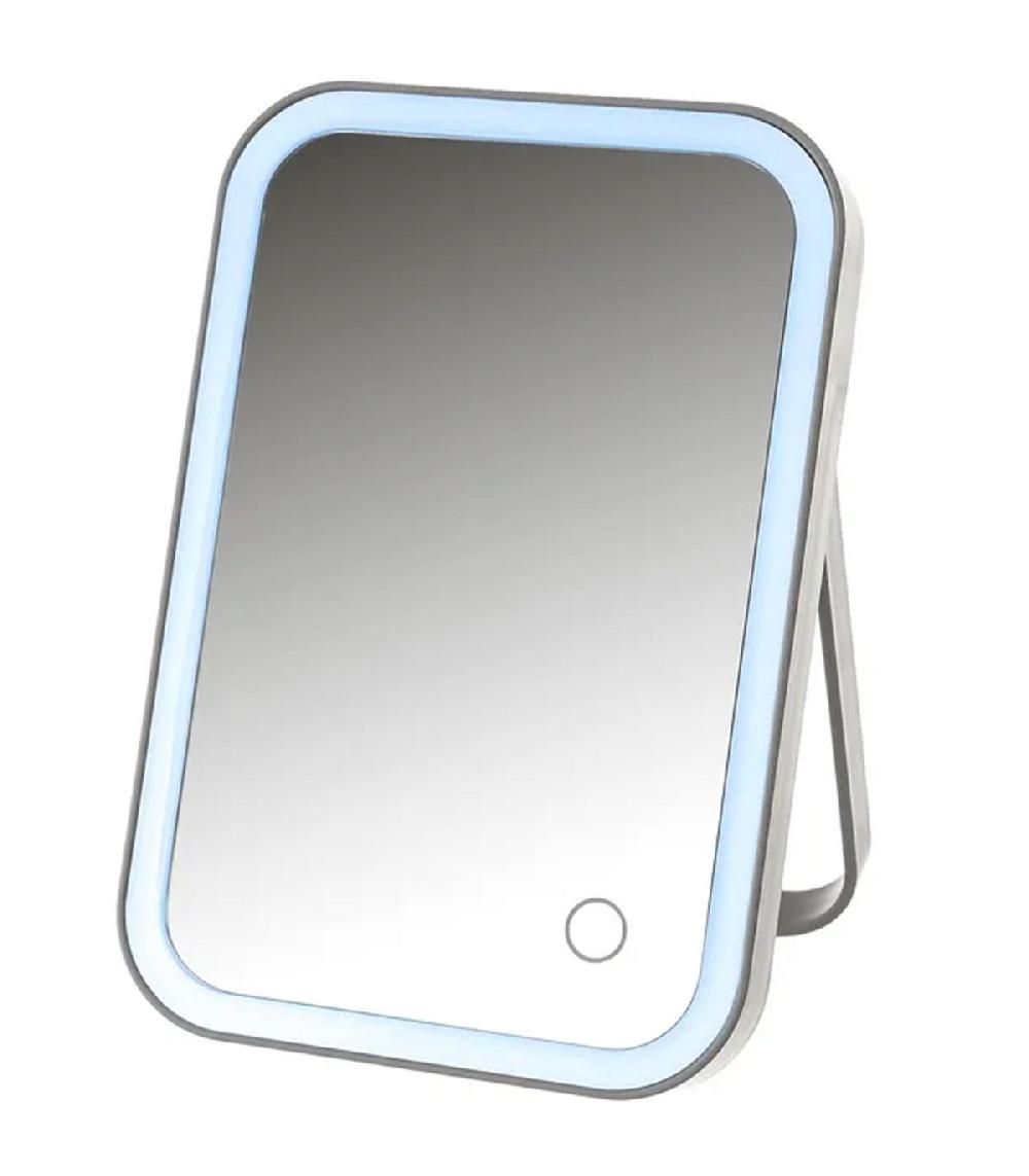 wadiga Miroir de maquillage à poser lumineux led gris 15x2.5x22cm