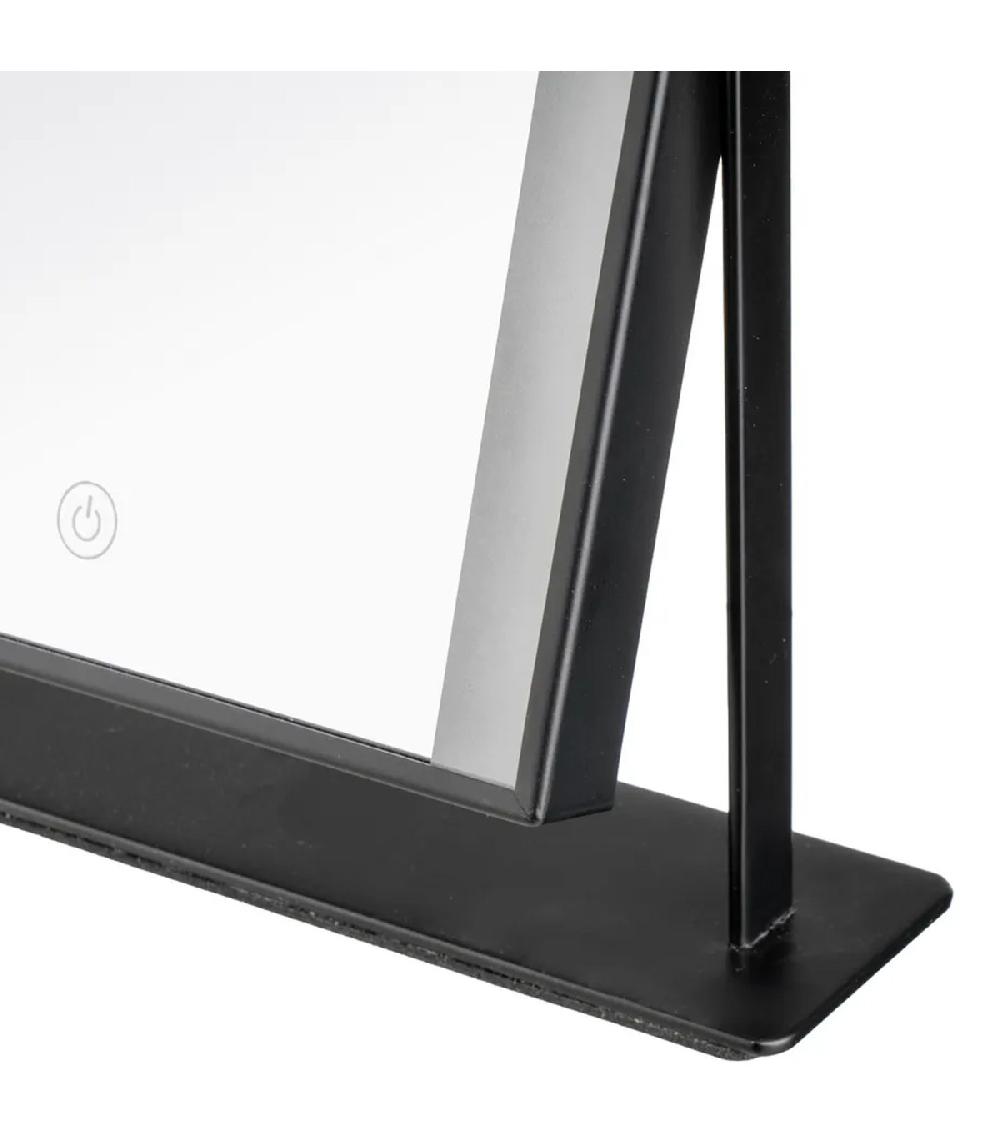 Wadiga Miroir De Maquillage à Poser Lumineux Led Métal Noir 24x6x29cm