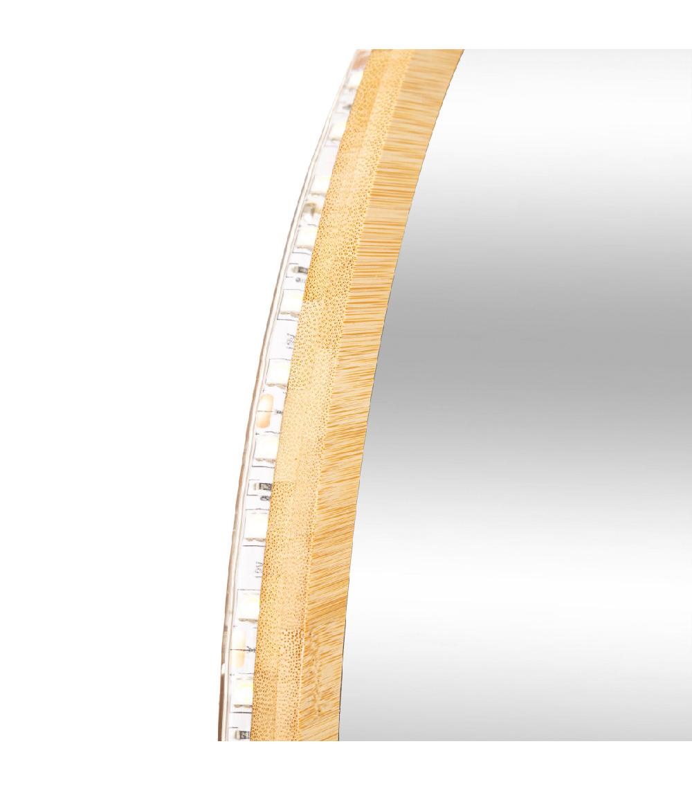 Wadiga Miroir De Salle De Bain Bambou Rond Rétroéclairé Led - Diamètre 57cm