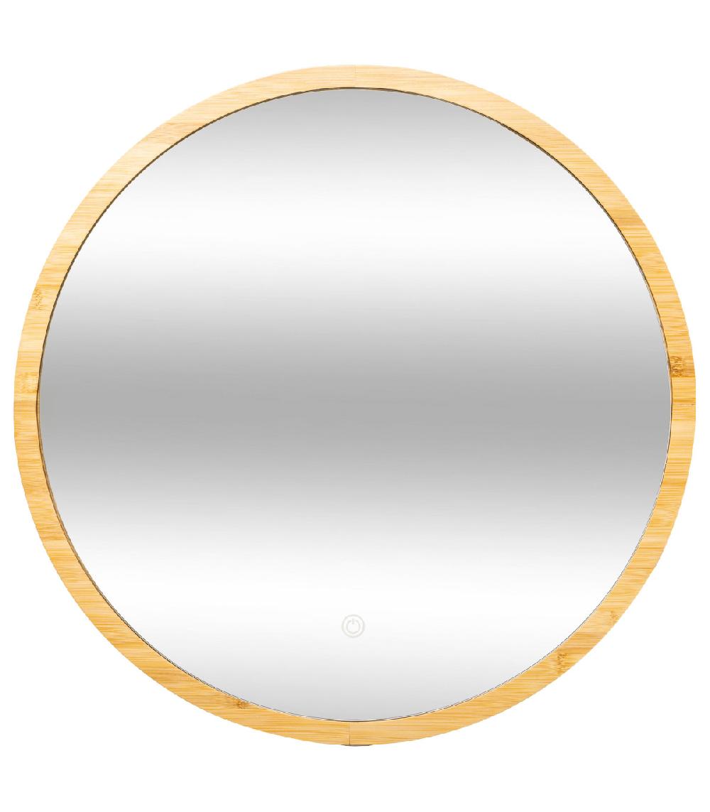 wadiga Miroir de salle de bain bambou rond rétroéclairé led - diamètre 57cm