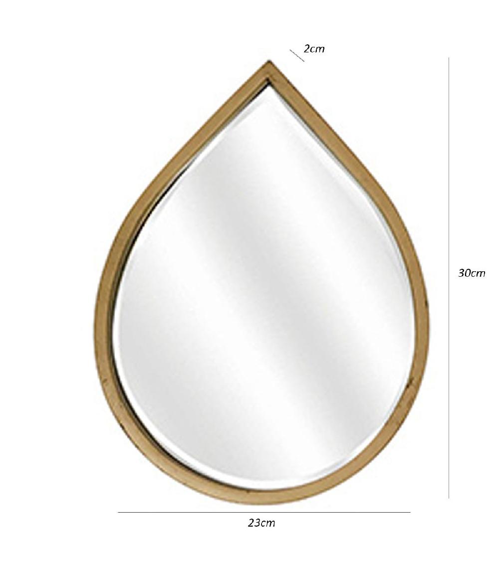 Wadiga Miroir Déco Métal Doré Goutte Miroir Biseauté