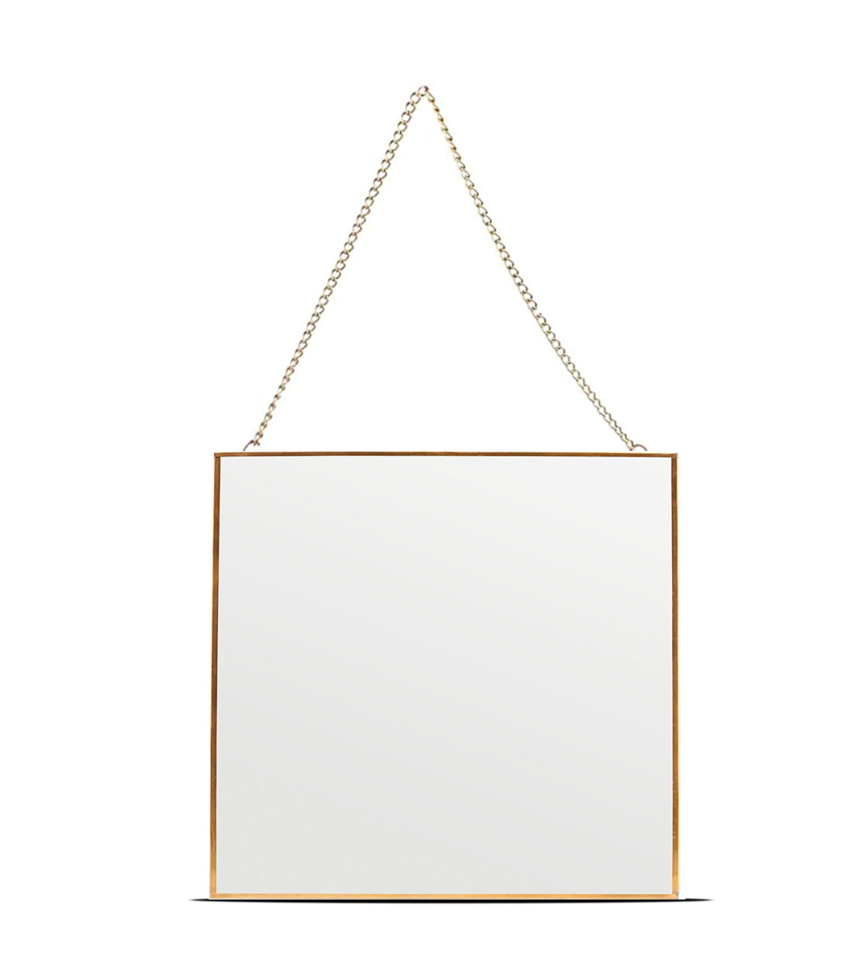 wadiga Miroir doré carré suspendu avec chaînette 17x17cm