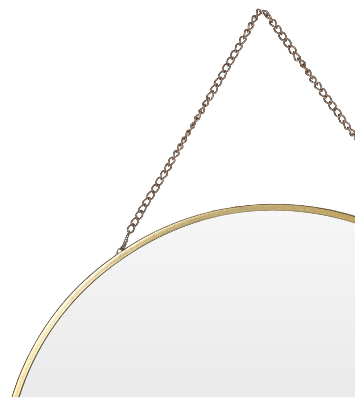 Wadiga Miroir Doré Rond Suspendu Avec Chaînette - Diamètre 29cm