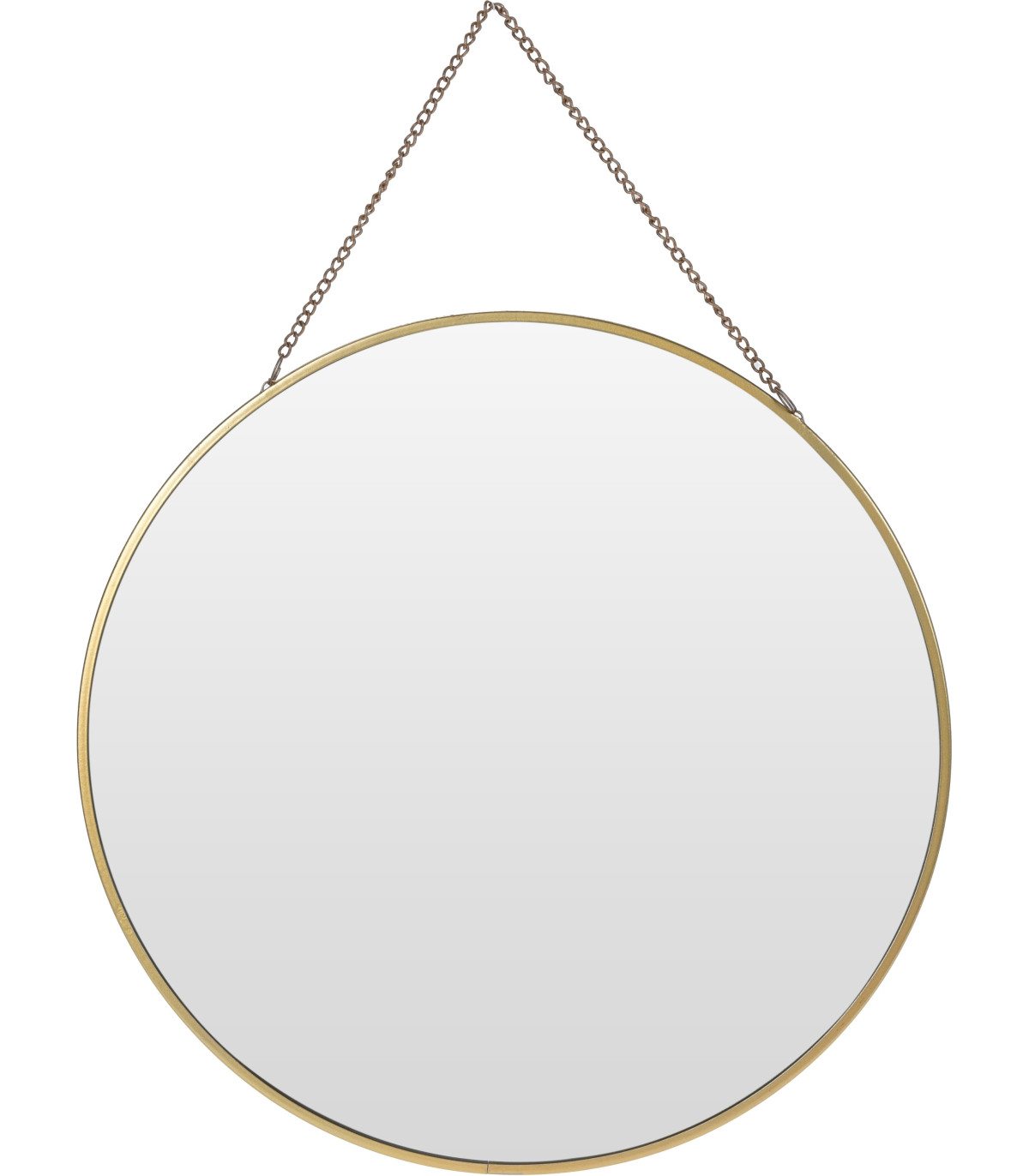 wadiga Miroir Doré Rond Suspendu avec Chaînette - diamètre 29cm