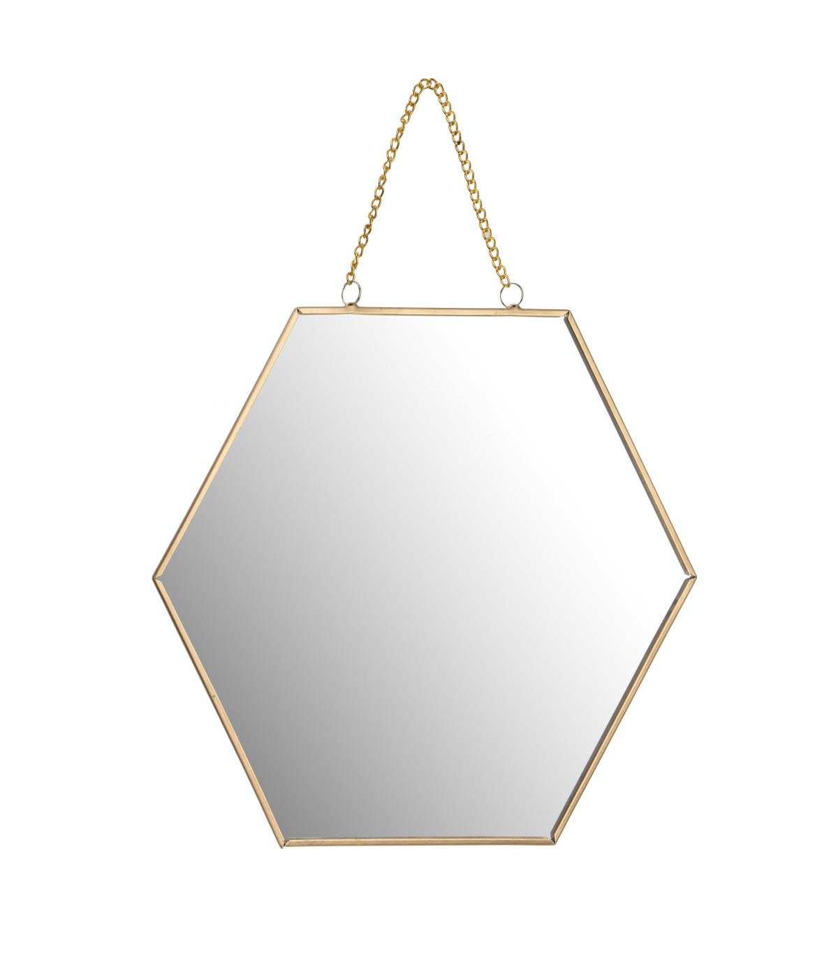 wadiga Miroir Doré Suspendu Forme Alvéole avec Chaînette - 25x22x1cm