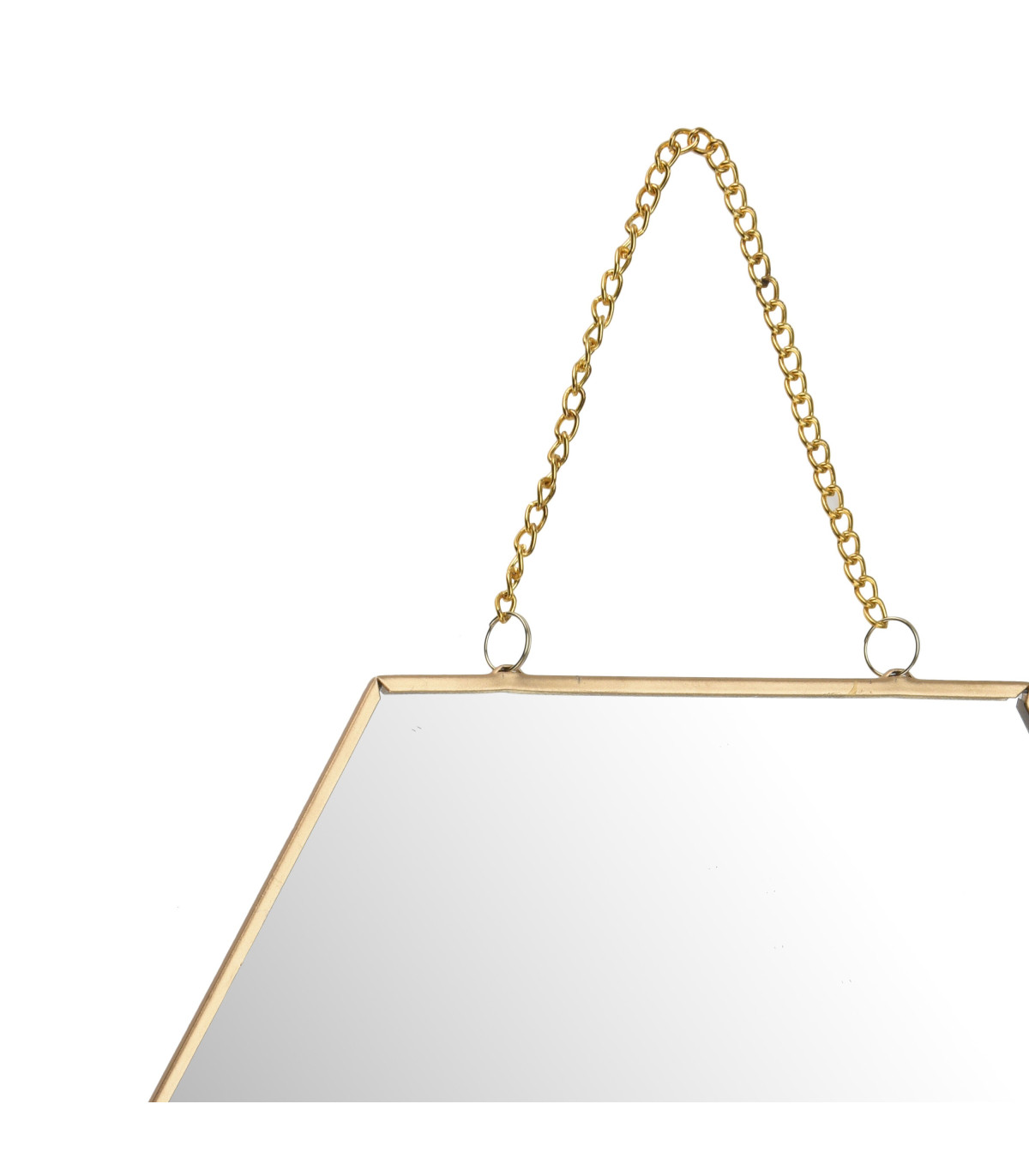 Wadiga Miroir Doré Suspendu Forme Alvéole Avec Chaînette - 20x18.5x1cm