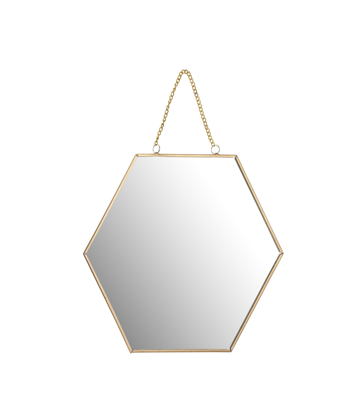 wadiga Miroir Doré Suspendu Forme Alvéole avec Chaînette - 20x18.5x1cm