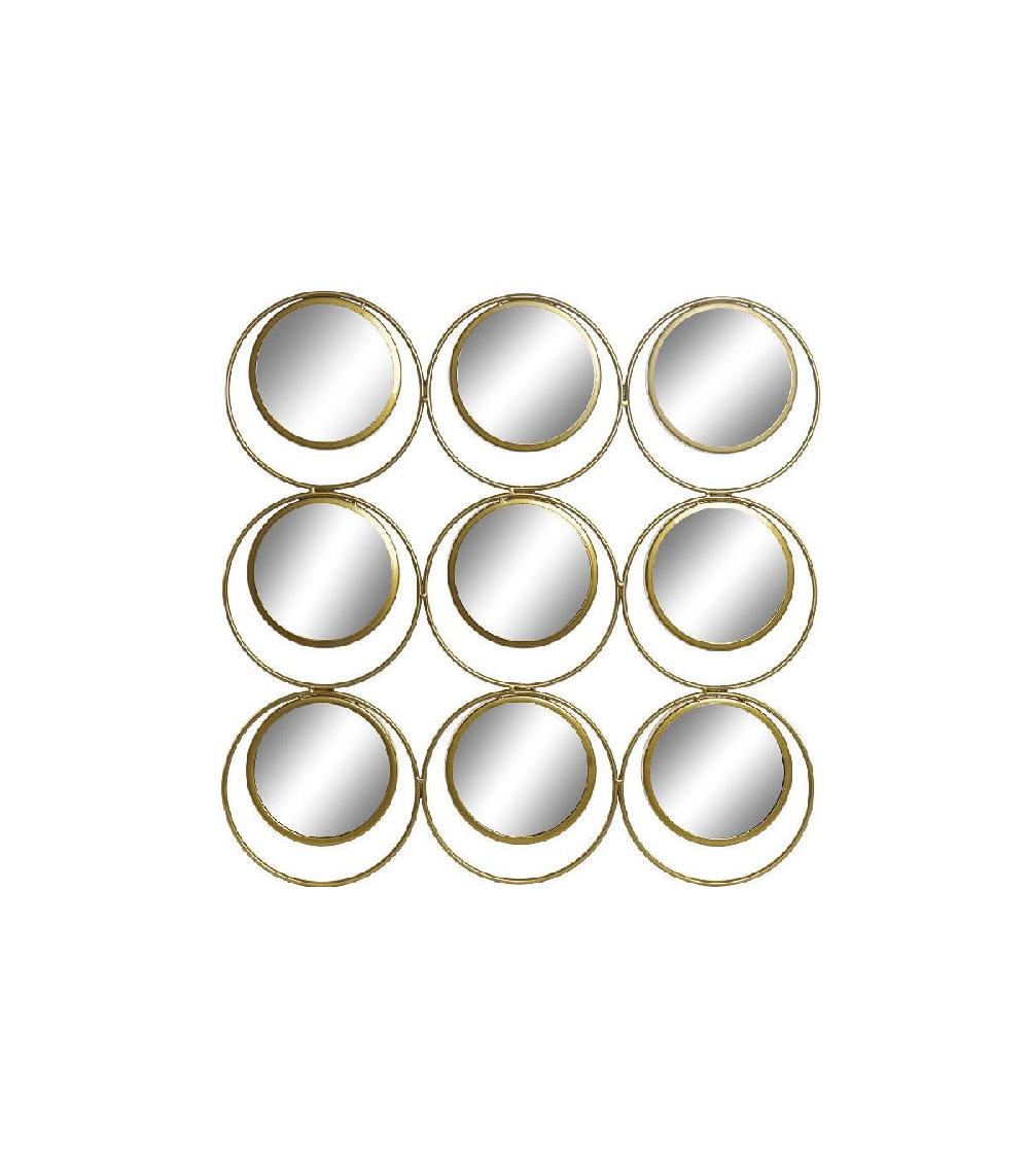 wadiga Miroir en métal doré 9 miroirs ronds - 60x2x60cm