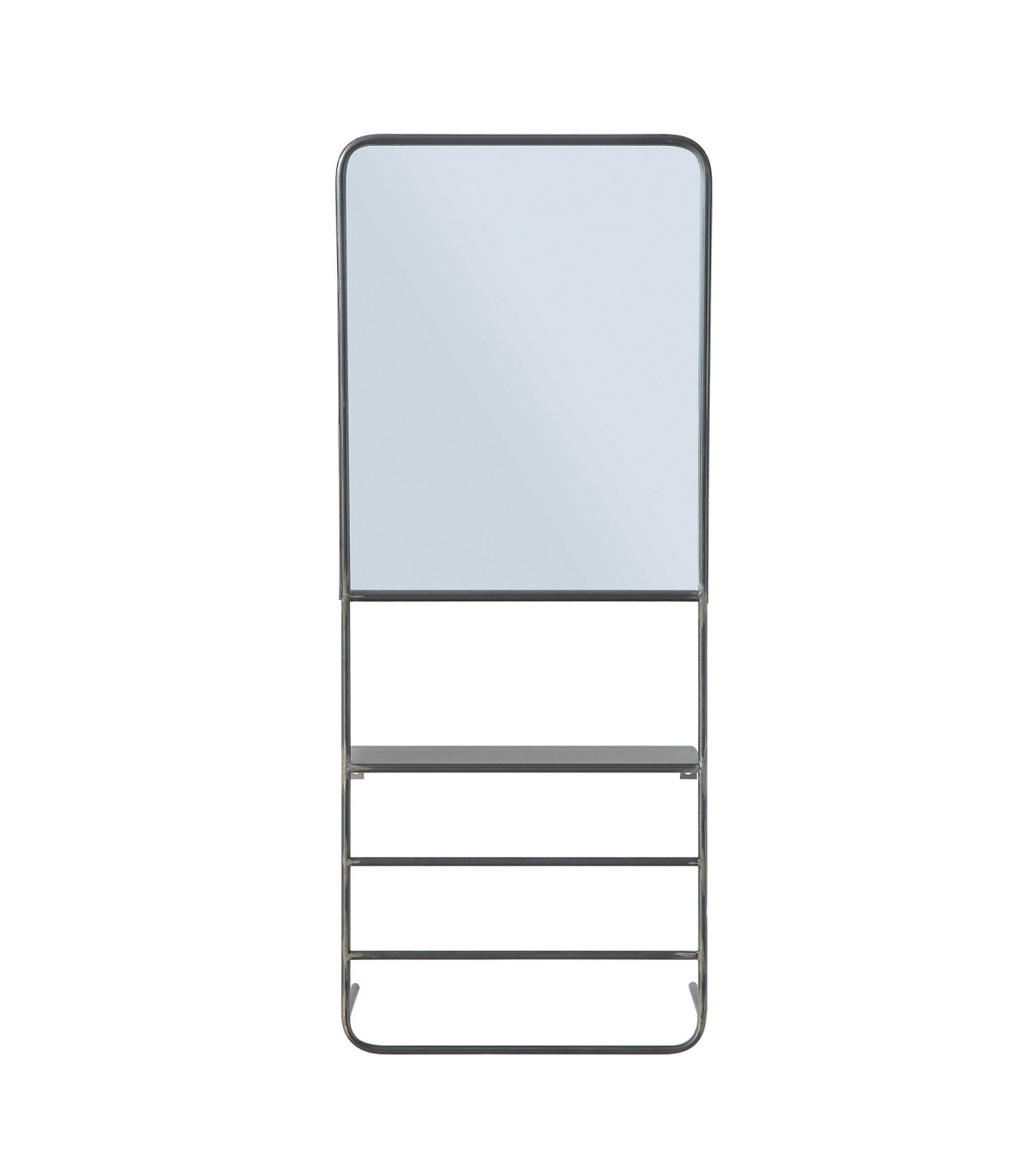wadiga Miroir Étagère + Porte-serviettes en Métal Noir