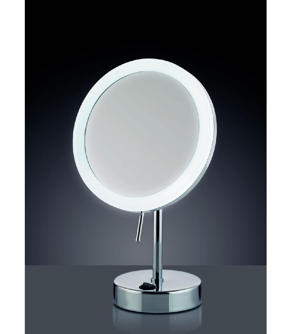 Wadiga Miroir Grossissant X 5 Lumineux Led Rond Sur Pied Orientable