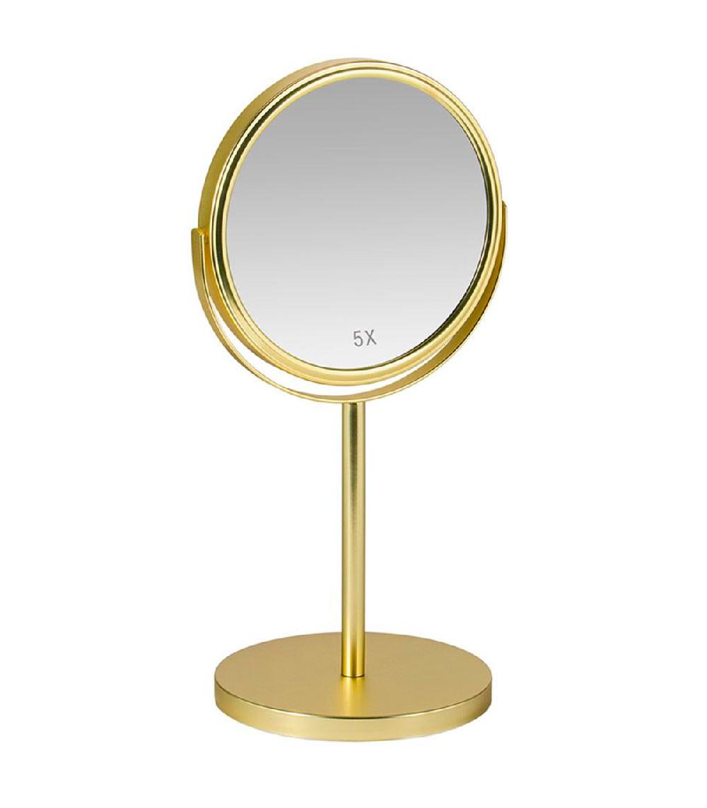 wadiga Miroir grossissant x5 double face en métal doré