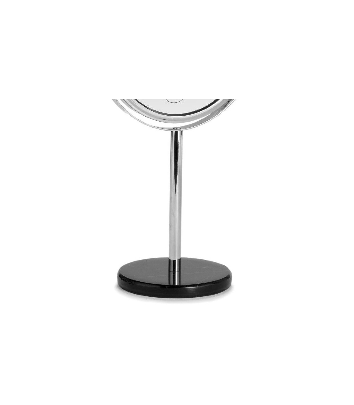 Wadiga Miroir Grossissant X5 En Métal Chromé Et Base Ronde En Marbre Noir