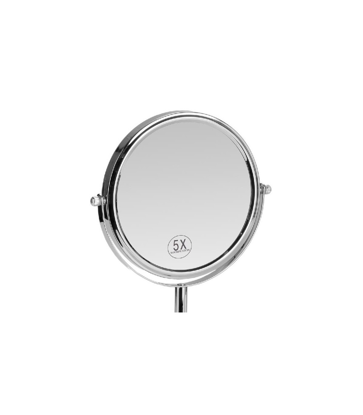 Wadiga Miroir Grossissant X5 En Métal Chromé Et Base Ronde En Marbre Noir