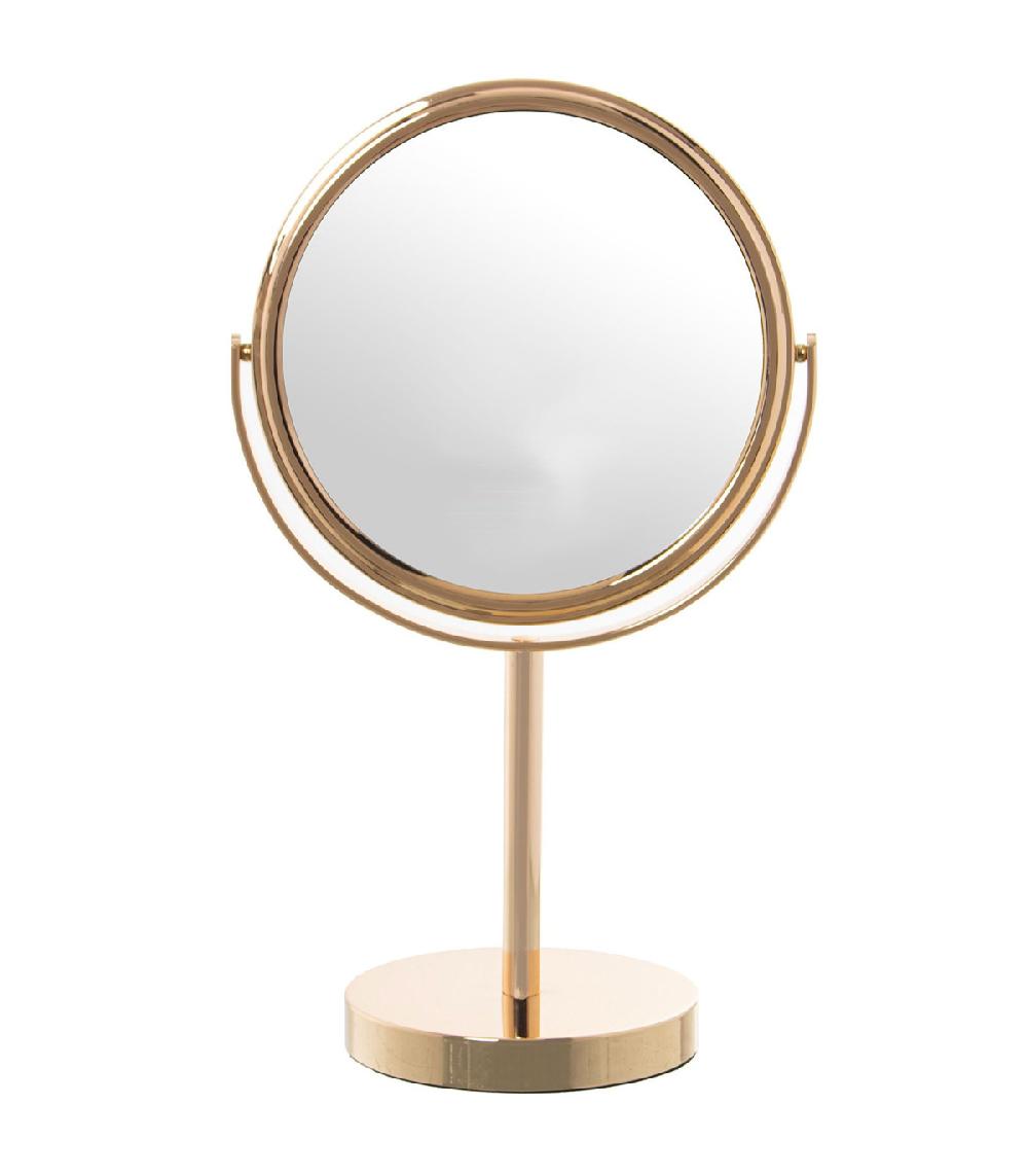 wadiga Miroir grossissant (x7) double face en métal doré 18x12x33cm
