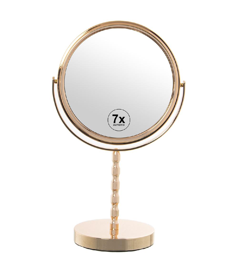wadiga Miroir grossissant (x7) double face en métal doré