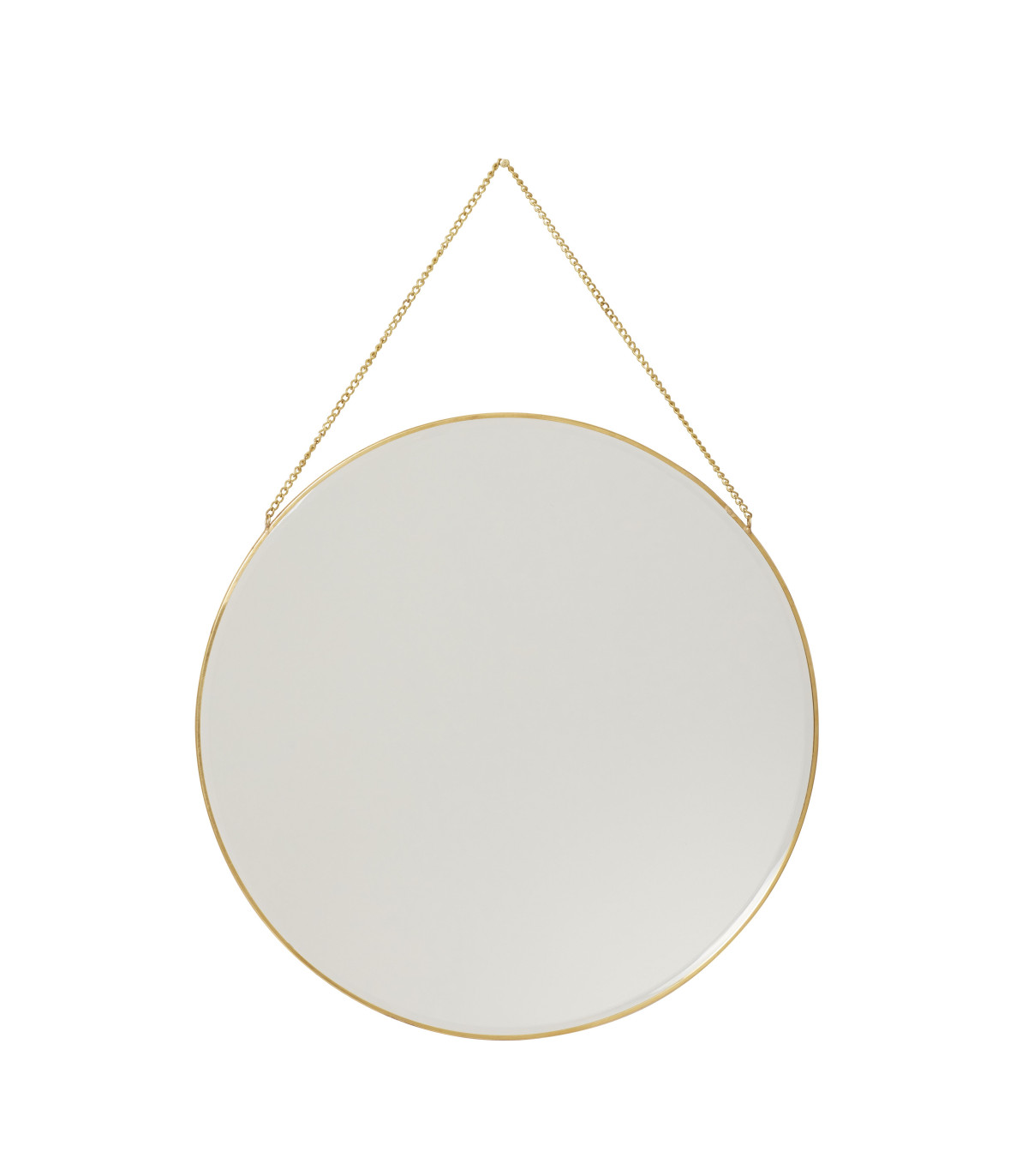 wadiga Miroir Laiton Doré Rond Suspendu avec Chaînette - diamètre 40cm