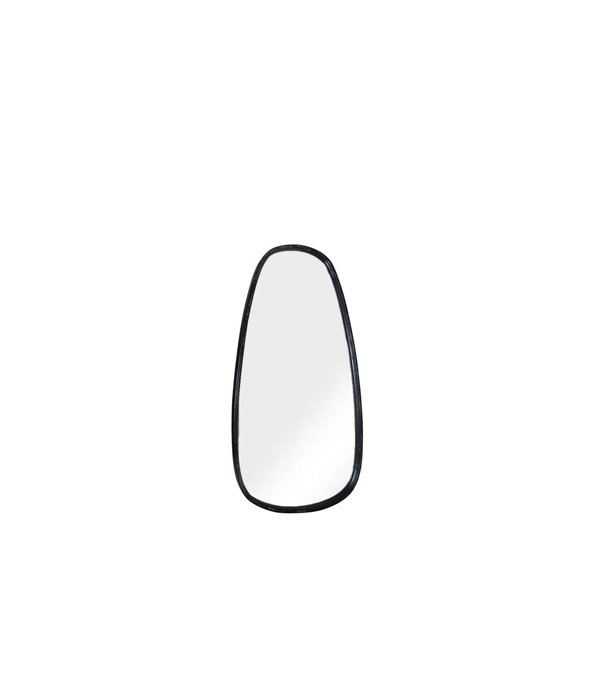 wadiga Miroir Mural Bois Noir Forme Ovoïde - Hauteur 45cm