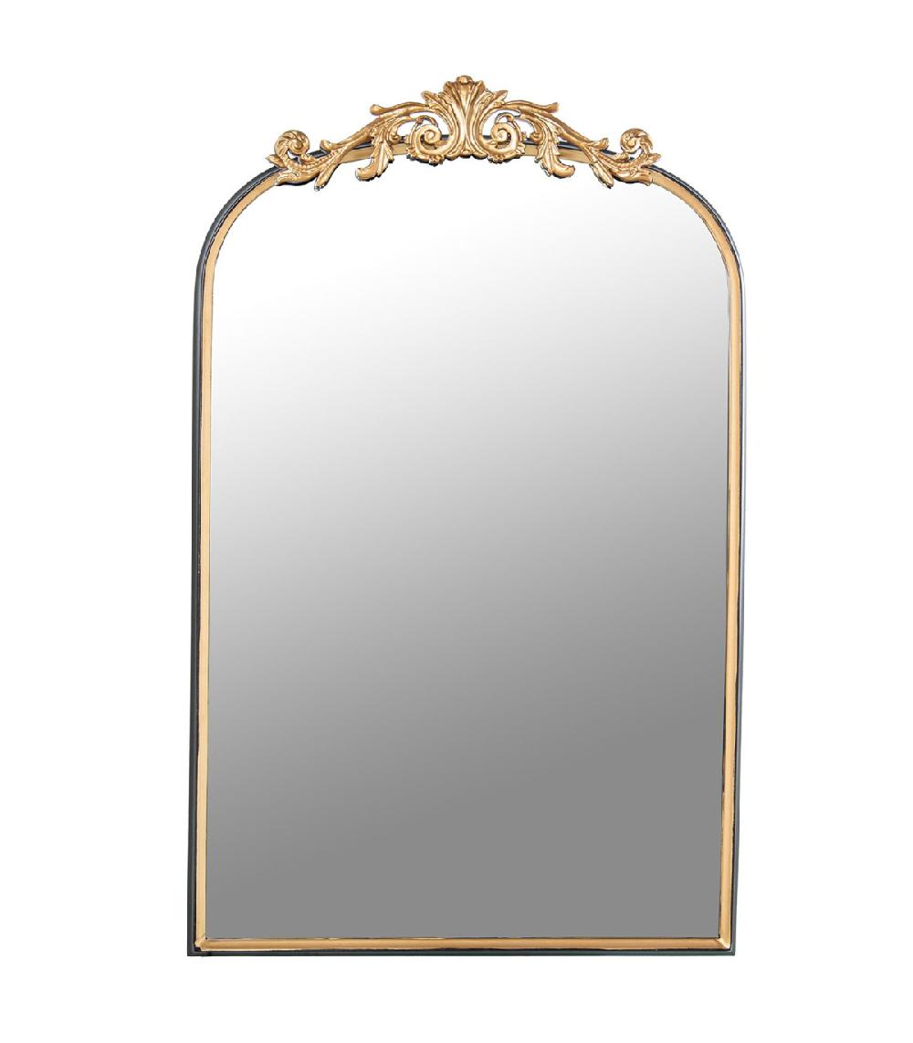 wadiga Miroir mural en métal noir et doré 50x3.5x82cm