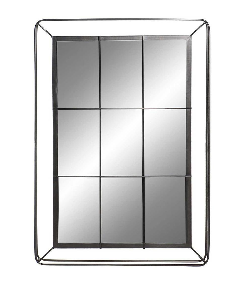 wadiga Miroir Mural Fenêtre Métal Noir - Hauteur 120cm