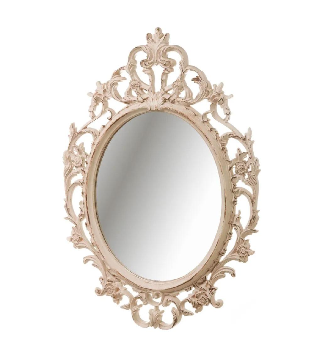 wadiga Miroir mural ovale avec moulures en polypropylène beige 50x3x71cm