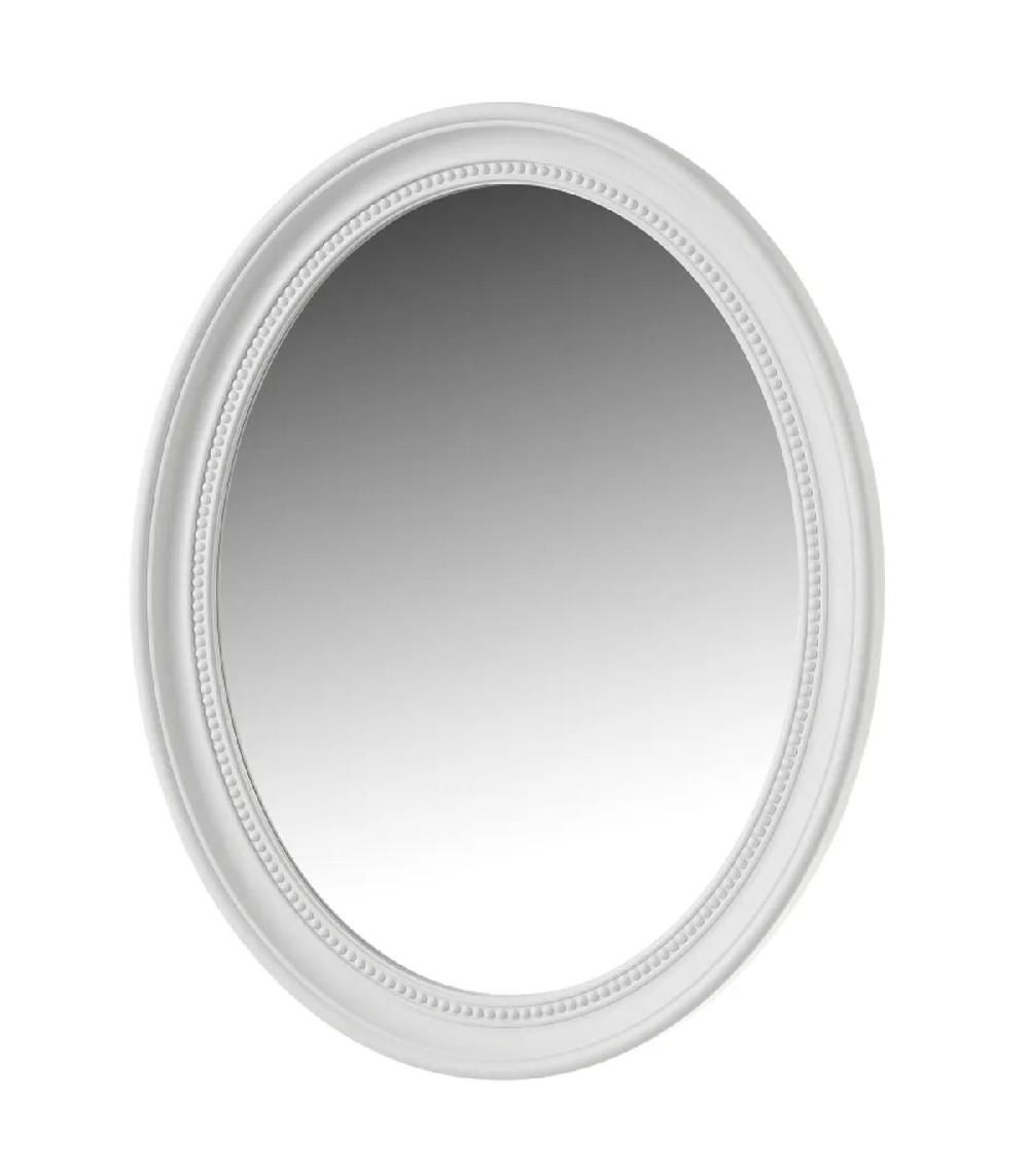 wadiga Miroir mural ovale moulures en polypropylène blanc 55x3.5x70cm