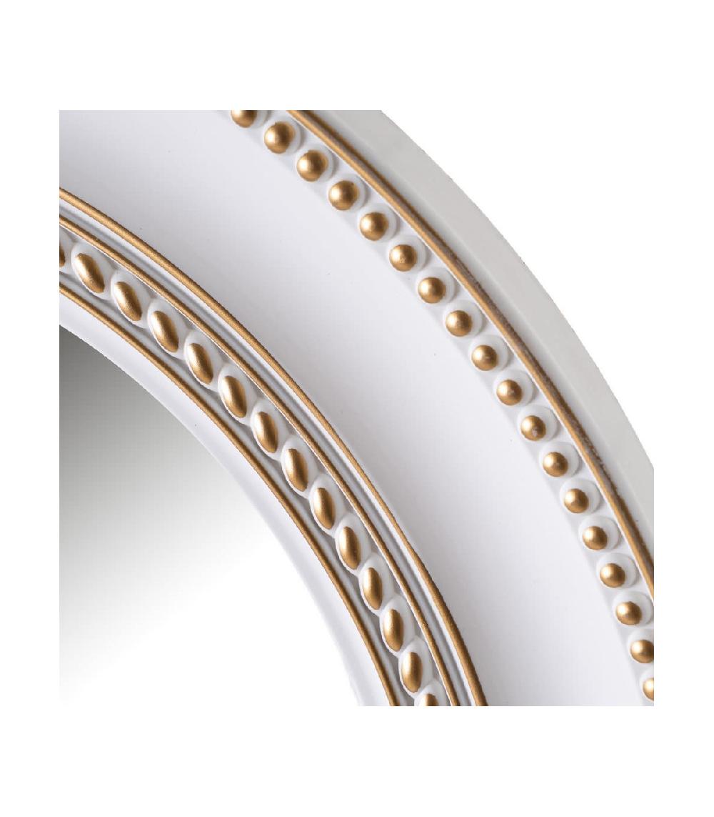 Wadiga Miroir Mural Rond Avec Moulures En Polypropylène Blanc Et Doré