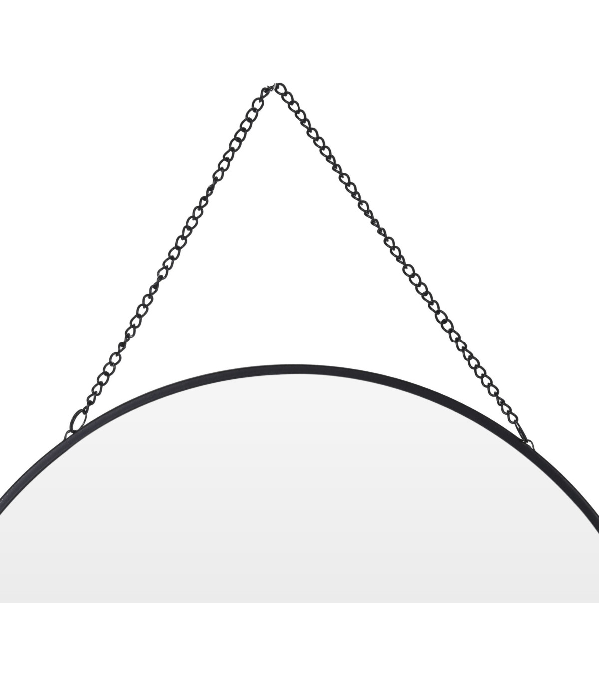 Wadiga Miroir Noir Rond Suspendu Avec Chaînette - Diamètre 29cm