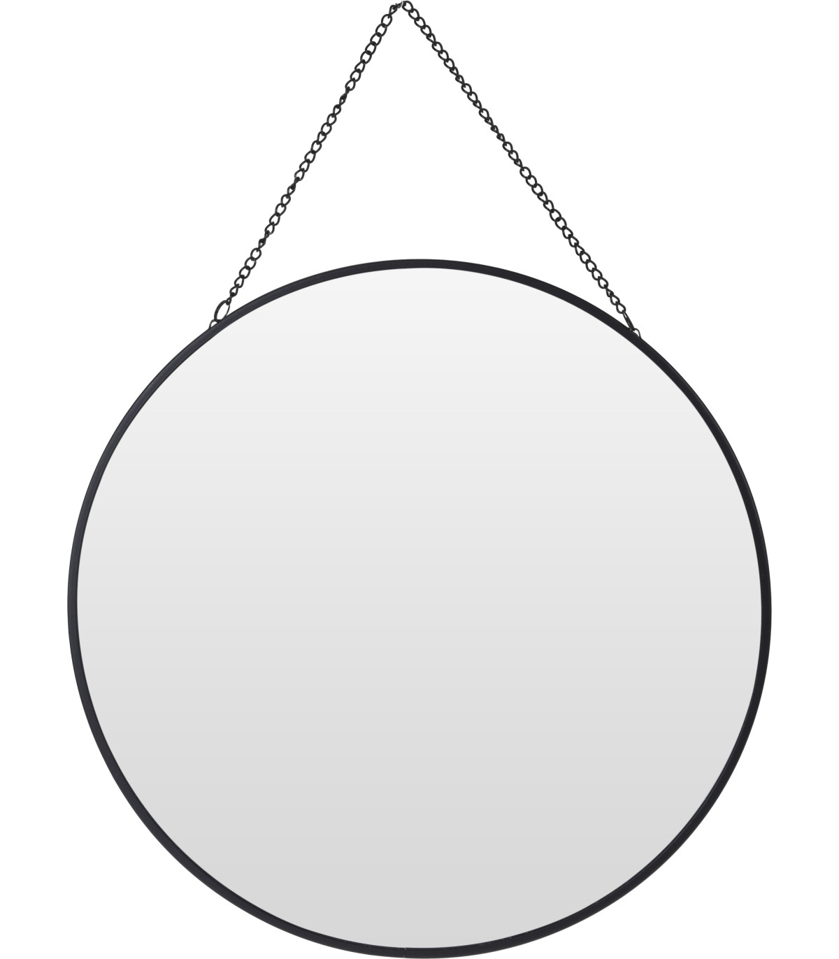 wadiga Miroir Noir Rond Suspendu avec Chaînette - diamètre 29cm