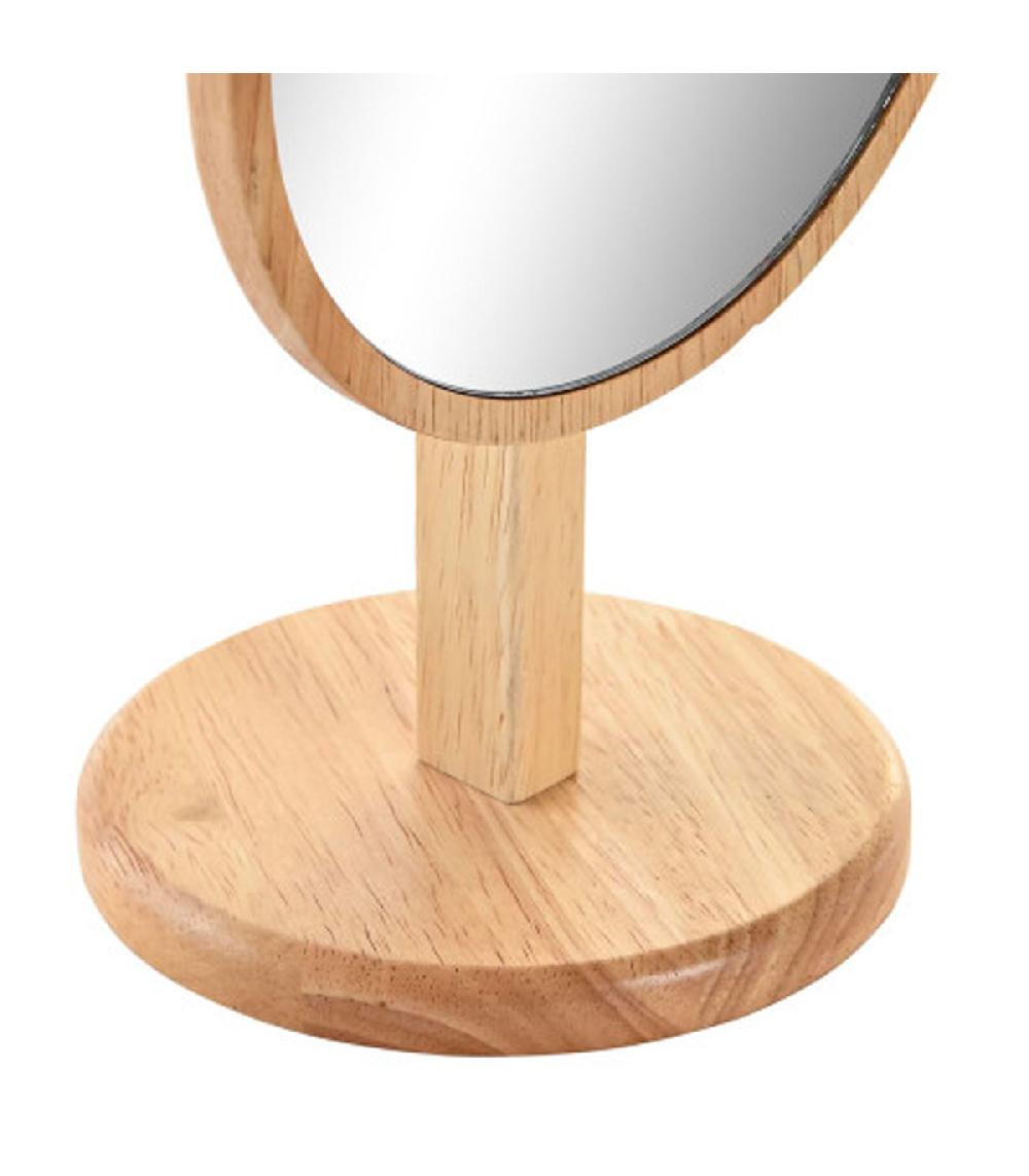 Wadiga Miroir Orientable Sur Pied En Bois D'hévéa 15x12x22.5cm
