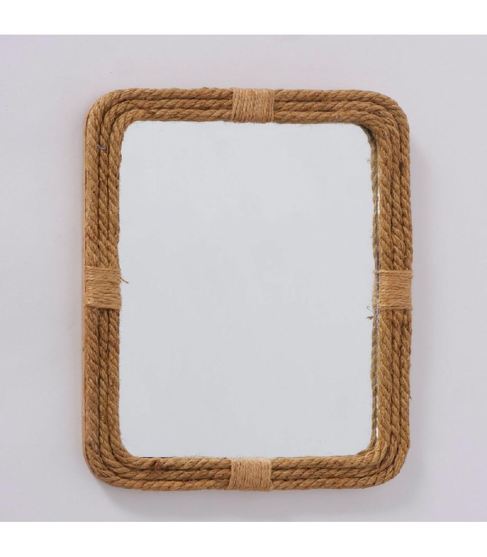Wadiga Miroir Rectangulaire En Bois Et Corde En Jute 25x31x2.2cm