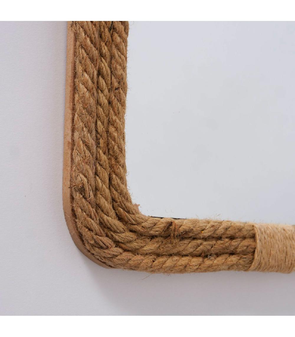 Wadiga Miroir Rectangulaire En Bois Et Corde En Jute 25x31x2.2cm