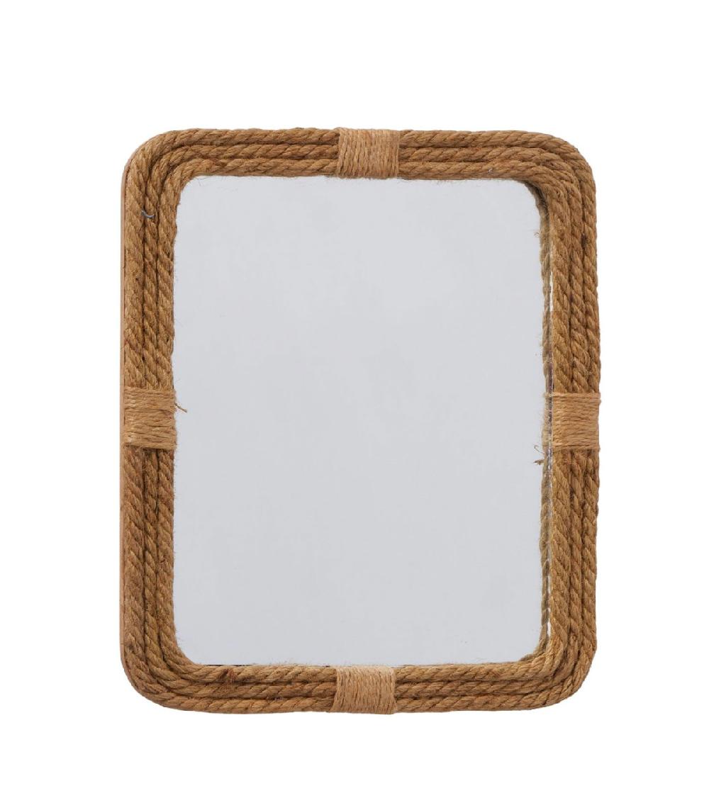 wadiga Miroir rectangulaire en bois et corde en jute 25x31x2.2cm