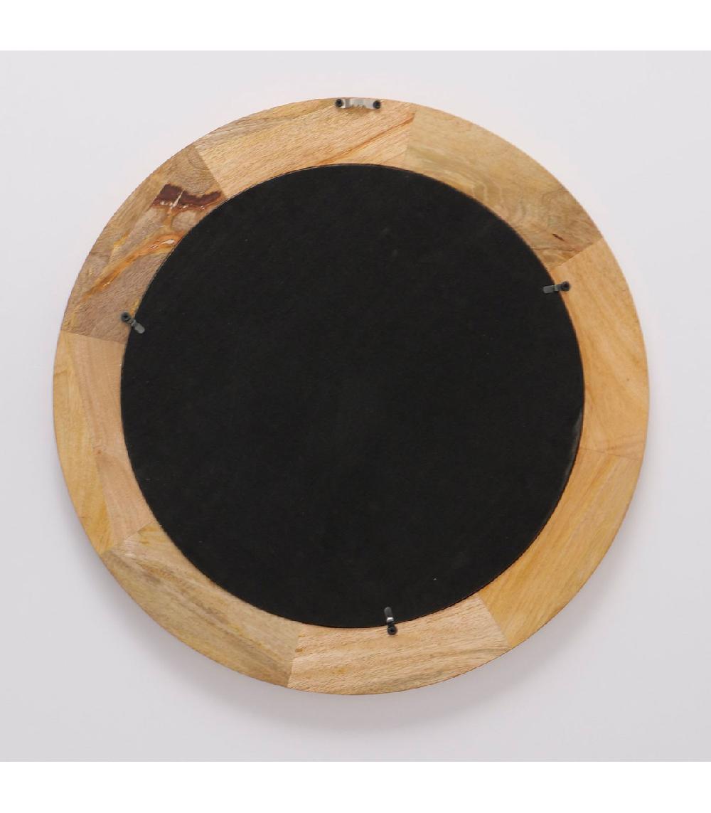 Wadiga Miroir Rond En Bois De Manguier Taillé 56x56x2.5cm