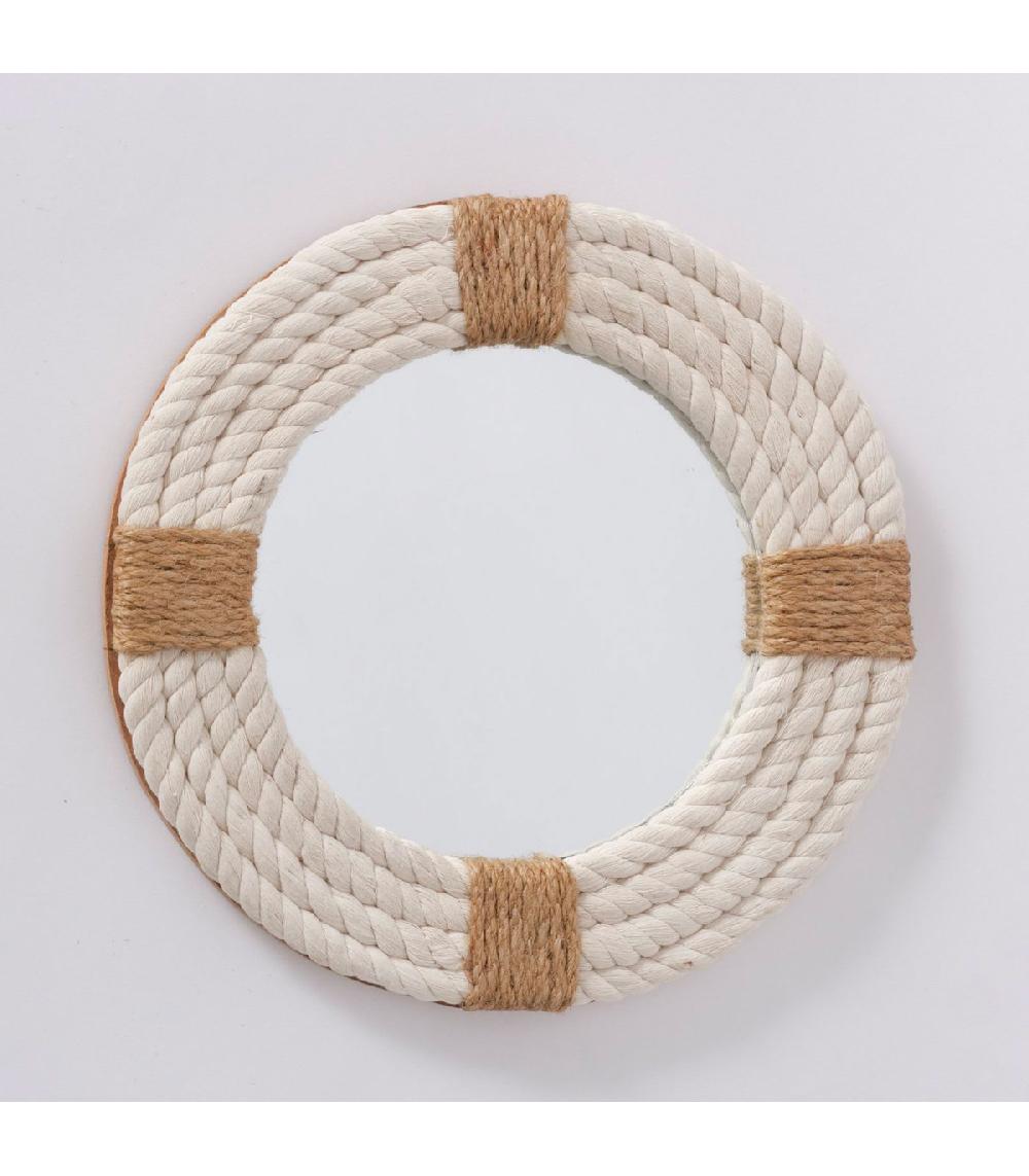 Wadiga Miroir Rond En Bois Et Corde En Jute 30x30x2.5cm
