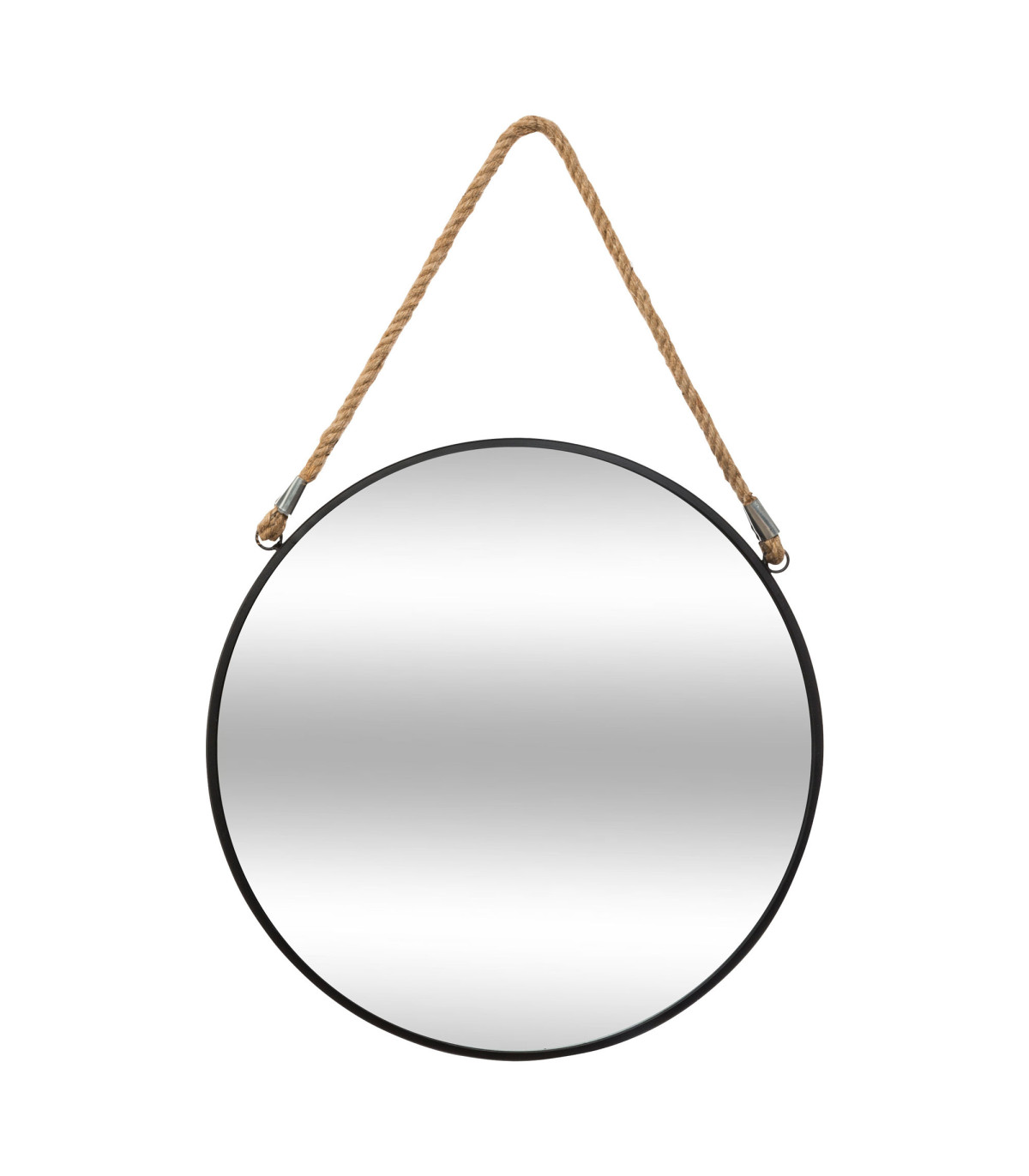 wadiga Miroir rond métal noir et corde diamètre 38cm