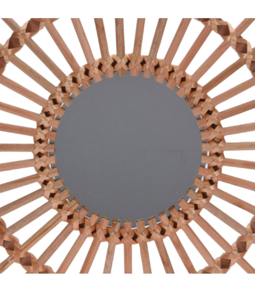 Wadiga Miroir Rond Soleil En Bois Nature - Diamètre 50cm