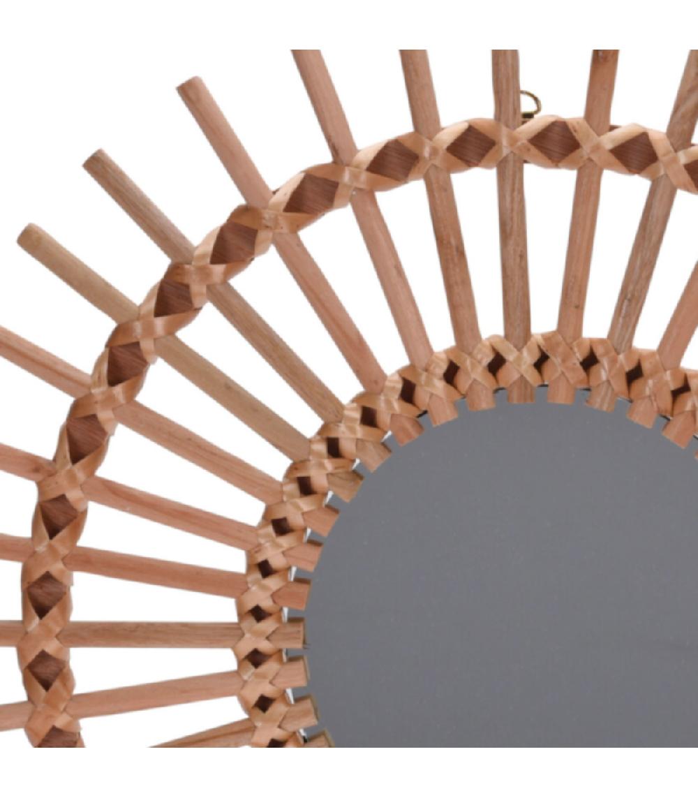 Wadiga Miroir Rond Soleil En Bois Nature - Diamètre 50cm